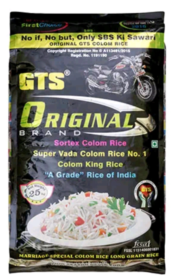 GTS Bullet Original Kolam Raw Rice - 25kg